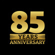 85 years logo or icon. 85th anniversary golden badge. Birthday celebrating, jubilee emblem design with number twenty. Vector illustration.