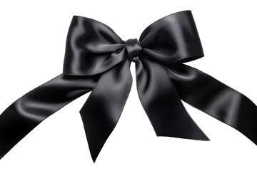 black ribbon bow isolated on white or transparent png