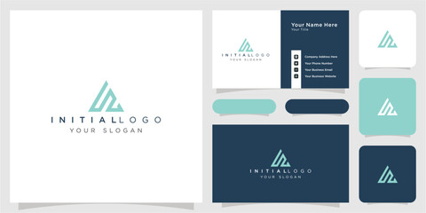 initials triangle logo vector business card template