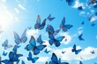 Blue Morpho Butterflies in Flight