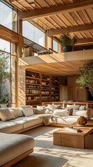 Wall Mural - A Stunning Wooden Living Room With Natural Light