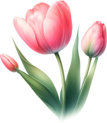 Wall Mural - Amazing tulip flower isolated on a transparent background. Cut out, close-up.