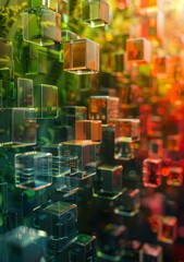 Wall Mural - Colorful 3D Glass Cubes