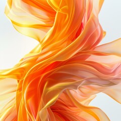 Wall Mural - Abstract 3D orange silk-like fluid shape