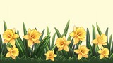 Fototapeta Kwiaty - Background Of Yellow Daffodil Flowers, Cartoon Background