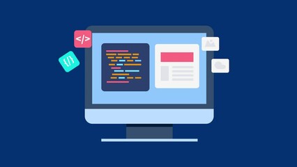 web development concept, website backend coding using programming languages build web-based applicat