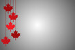 Canada Day background design concept of Maple leaves hanging on wall isolated with gray background - vector illustration