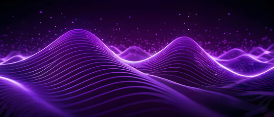 Futuristic Purple Waves Technology Light Neon Background. Computer network technology. Digital science concept. Digital technology backdrop.