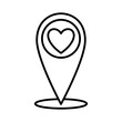 Love location icon. Location pin icon with heart shape. Favorite places. GPS location symbol.