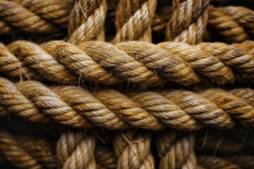 Close-Up of Rope on Black Background for a Textured Photo or Design Element. Beautiful simple AI generated image in 4K, unique.