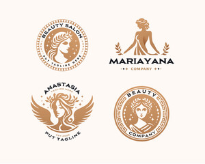 Vector elegant beauty woman salon logo design collections for company