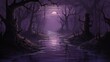 A serene mystical swamp beneath a haunting moon