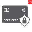 Secure payment glyph icon, money and finance, security freeze card vector icon, vector graphics, editable stroke solid sign, eps 10.