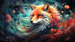 Image of a fox on an abstract background