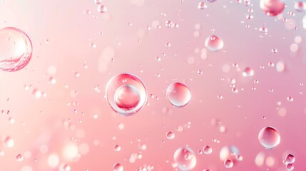 Wall Mural - Flowing water bubbles in light pink gradient on minimalistic background.