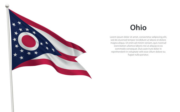 Isolated waving flag of Ohio is a state United States