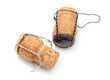 Two champagne corks isolated on white