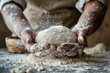 © furyon - closeup of skilled bakers hands dusted with flour kneading and shaping dough with care and precision in rustic bakery kitchen artisan baking concept photo