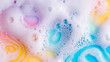 © K2Kstock - Background of colourful soap foam with bubbles, top view