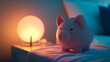 Piggy bank in a bedroom - symbol of money, wealth and savings