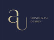 AU letter logo icon design. Classic style luxury initials monogram.
