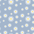 © TestersDesigns - Daisy flower seamless on editable background illustration. Pretty floral pattern for print. Flat design vector. Spring and summer seamless. Flowers seamless design. Cute floral print.