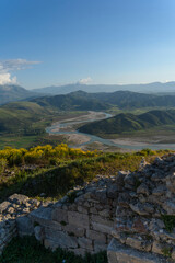 Wall Mural - Albania vjosa wild river beautiful view in summer time view from byllis ruin