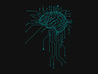 Isolated brain with drawn lines and dots. Artificial intelligence concept with electronic brain. Working with data. Isolated drawn brain. Computer science helps human beings to think.