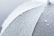 Close-Up View of Water Droplets on a Grey Umbrella, Emphasizing Protection and Weather