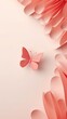 Coral plain background with minimalistic pastel butterfly pixel swirl border with copy space texture for display products blank copyspace for design text 