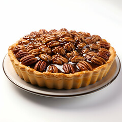 Wall Mural - Piece of cake with caramel and nuts on plate.