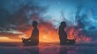 Deep meditation can create a spiritual bond between two people through telepathy. Concept Telepathic Connection, Deep Meditation, Spiritual Bond