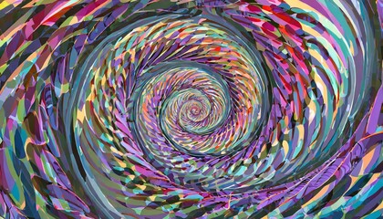 Canvas Print - Optical illusion, delusion spirals and colorful abstraction hypnosis