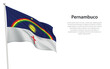 Isolated waving flag of Pernambuco is a state Brazil