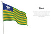 Isolated waving flag of Piaui is a state Brazil