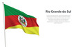 Isolated waving flag of Rio Grande do Sul is a state Brazil