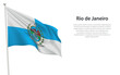 Isolated waving flag of Rio de Janeiro is a state Brazil