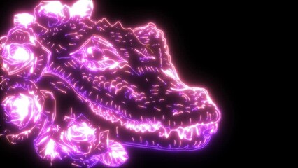 Poster - video of crocodile head with roses