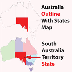 australia , South Australia,  vector, map, new south wales map, outline, political , road, tourist, city, metro, railway, physical, satellite, states, Map vector