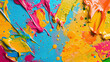 Abstract image of colorful paint splatters on a canvas, representing creativity and artistic expression in abstract art