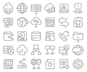 Poster - Web hosting line icons collection. Thin outline icons pack. Vector illustration eps10