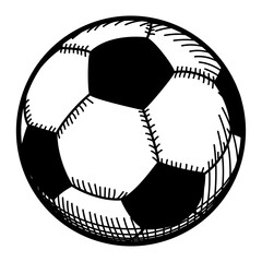 Wall Mural - doodle line art illustration of a soccer ball isolated on white