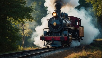 Wall Mural - A vintage steam locomotive puffing smoke