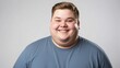 © Arceli - smiling young overweight man studio portrait on plain white background from Generative AI