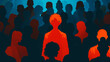© Natalia - Illustration of a diverse crowd with one person in red standing out, their head exploding into particles.