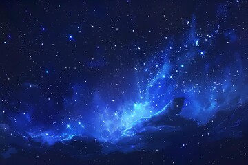 Blue galaxy with stars and a black background, blue nebula, stellar sky