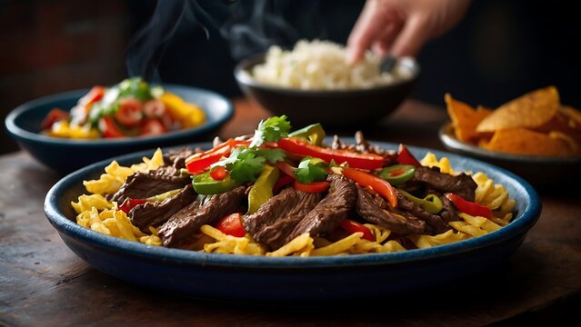 Home Cooked Smoky Hot Beef Fajitas With Grilled Vegetables
