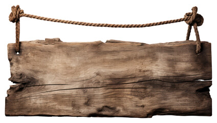 Wall Mural - PNG  Drift wood plank sign hanging rope white background.