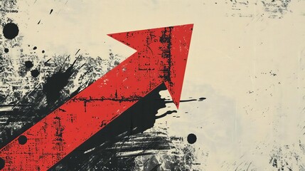 bold red upward arrow handdrawn on textured background success concept illustration