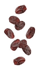 Wall Mural - falling raisin isolated on white background, full depth of field